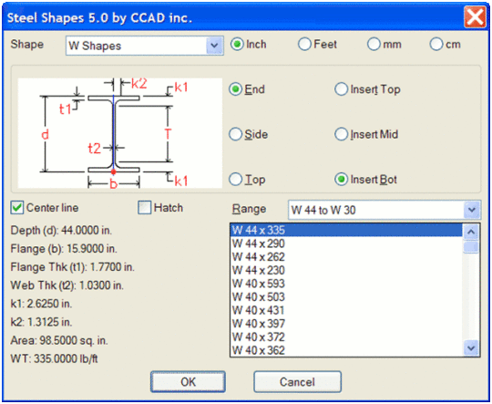 steel shapes in autocad